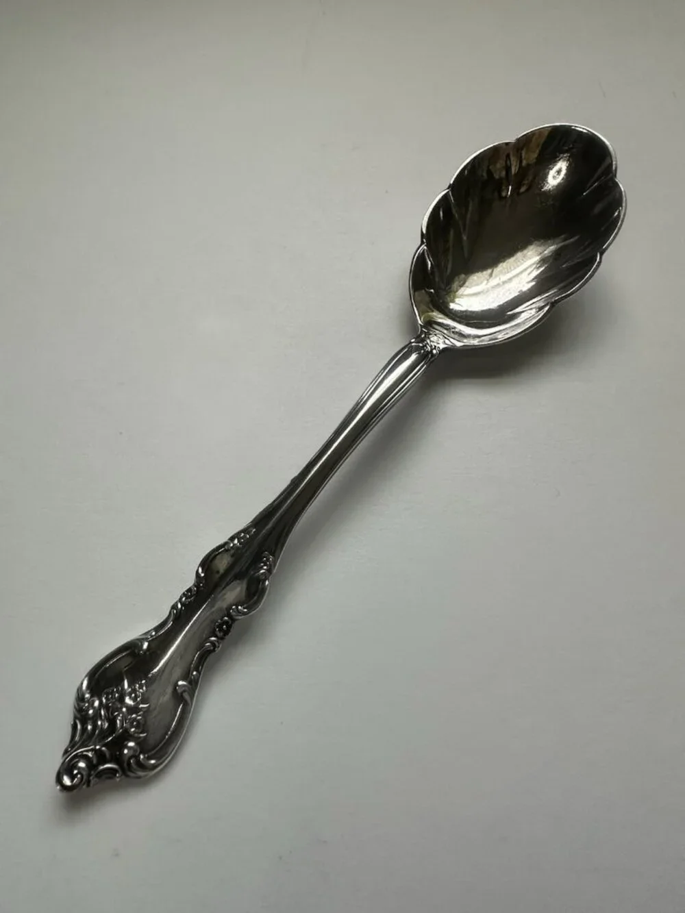 International Deep Silver Orleans French Baroque Sugar Spoon 1964 Silverplate